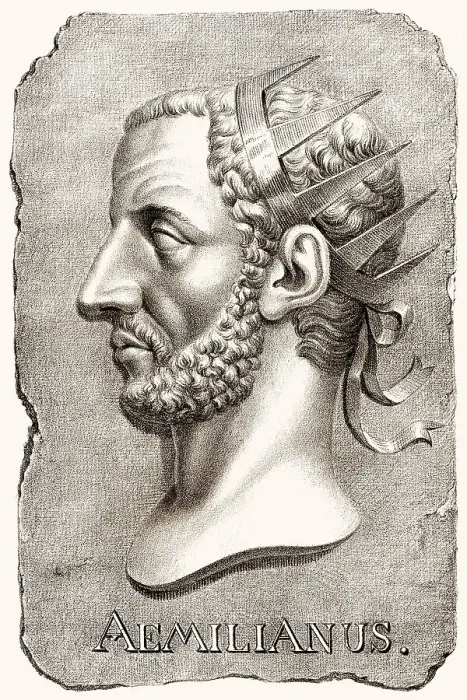 Framed Print : Aemilianus, roemischer Kaiser im Jahr 253