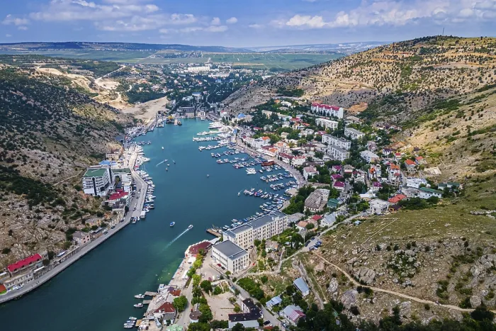 Framed Print : Aerial of the bay of Balaklava, Crimea, Russia Framed Print : Aerial of the bay of Balaklava, Crimea, Russia