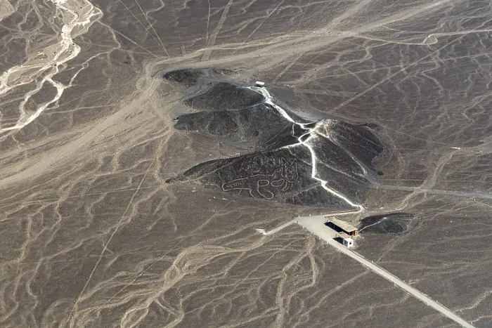 Framed Print : Aerial, The Cat, Nazca geoglyph