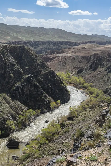 Framed Print : Aerial of the Charyn gorge and river