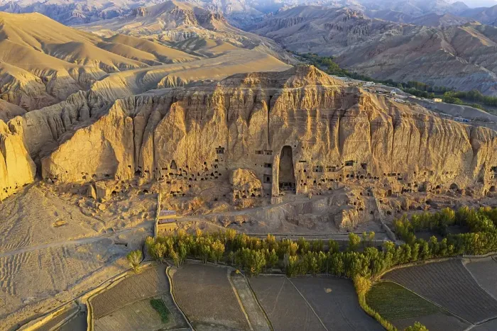 Framed Print : Aerial of the great buddhas in Bamyan