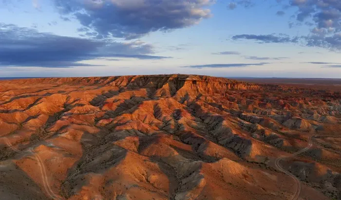 Framed Print : Aerial panorama of textural colorful striped canyons Tsagaan suvarga Framed Print : Aerial panorama of textural colorful striped canyons Tsagaan suvarga