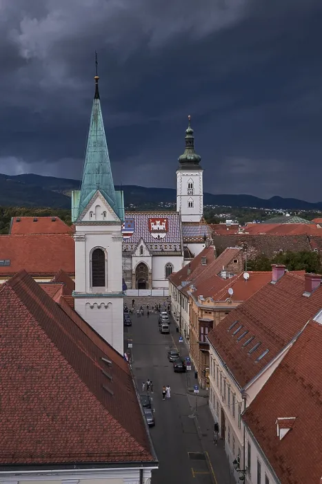 Framed Print : Aerial Panorama View of Zagreb from Lotrscak Tower