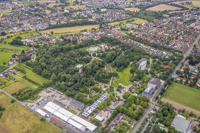 Framed Print : Aerial photo, Maximilianpark leisure park Framed Print : Aerial photo, Maximilianpark leisure park