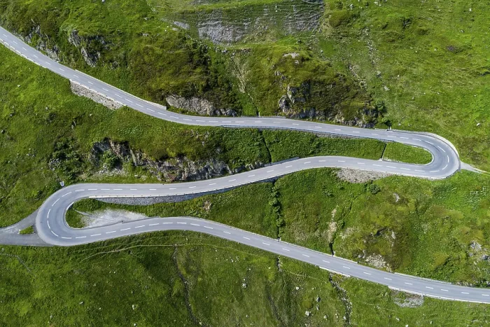 Framed Print : Aerial photo of mountain pass road Oberalppass Framed Print : Aerial photo of mountain pass road Oberalppass