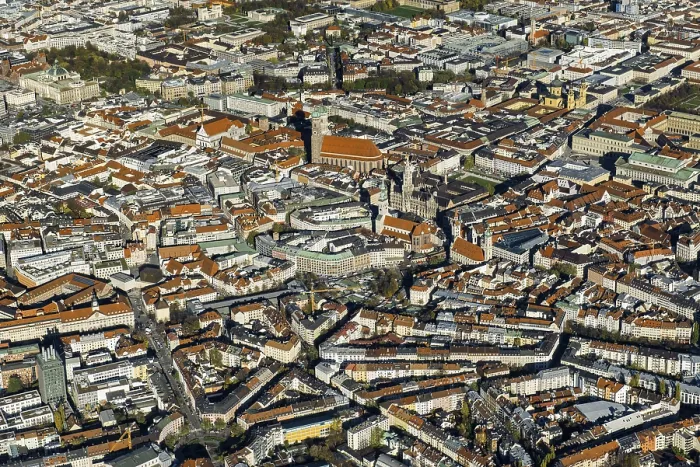Framed Print : Aerial photo, view of city centre with old town