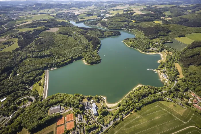 Framed Print : Aerial photograph, Hennetalsperre