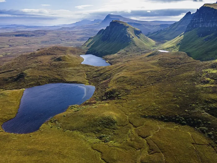 Framed Print : Aerial of the rugged mountain landscape of the Quiraing