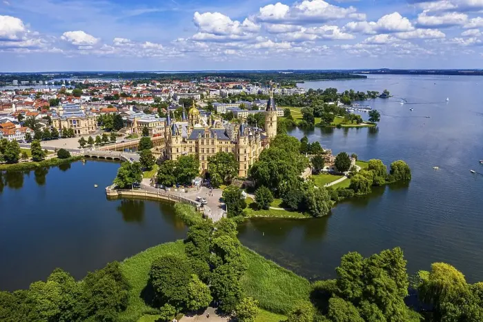 Framed Print : Aerial of Schwerin Castle, Schwerin