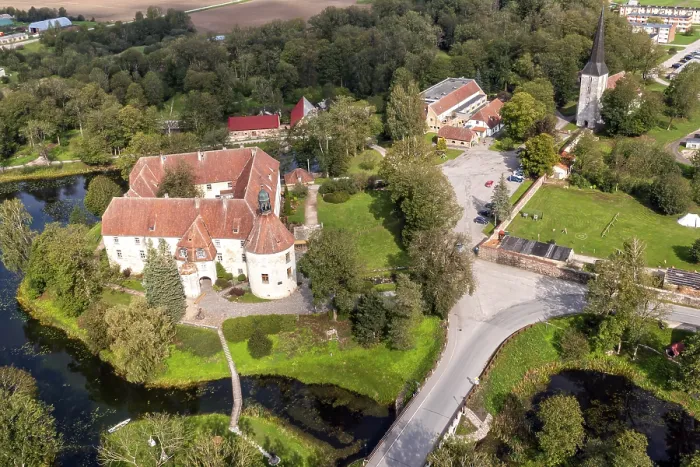 Framed Print : An aerial shot of medieval Jaunpils Castle Framed Print : An aerial shot of medieval Jaunpils Castle