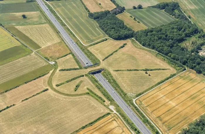 Framed Print : Aerial view of the A39 Wild Bridge near Braunschweig