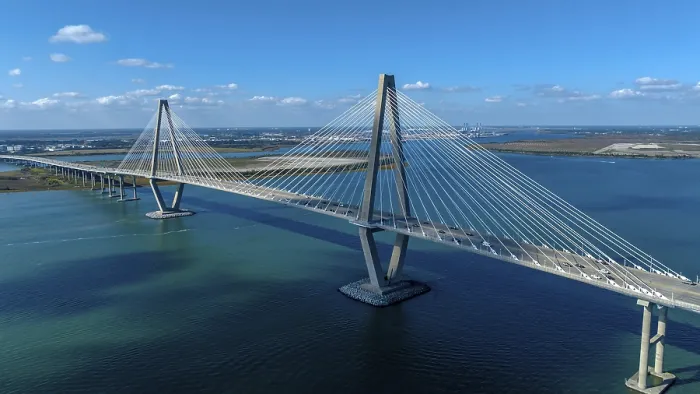 Framed Print : Aerial View of the Arthur Ravenel Jr