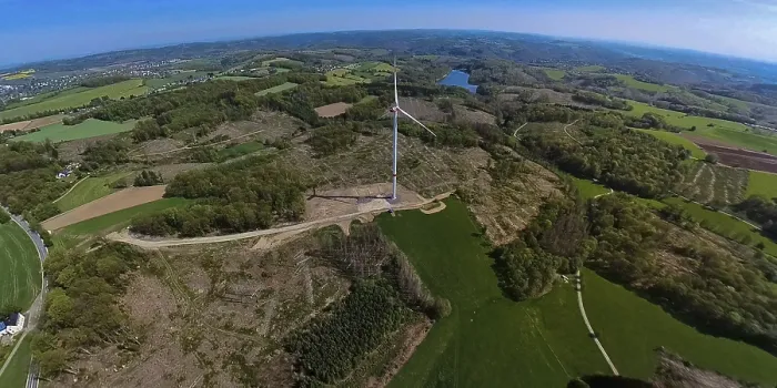 Framed Print : Aerial view, AVU wind turbine near Brantener StraBe Framed Print : Aerial view, AVU wind turbine near Brantener StraBe
