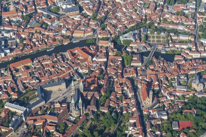 Framed Print : Aerial view Bamberg, Franconia Framed Print : Aerial view Bamberg, Franconia