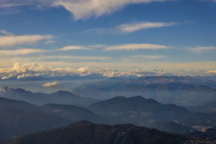 Framed Print : Aerial View over a Beautiful Mountainscape and And Snow Capped Mountain