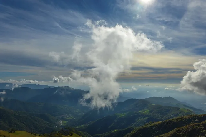 Framed Print : Aerial View over Beautiful Mountainscape with Clouds in a Sunny Day From Monte Generoso