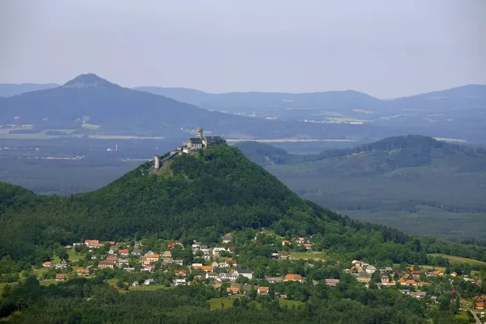 Framed Print : Aerial view, castle and castle hill Framed Print : Aerial view, castle and castle hill