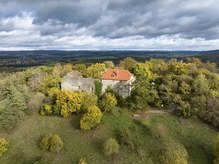 Framed Print : Aerial view of the castle Friedingen