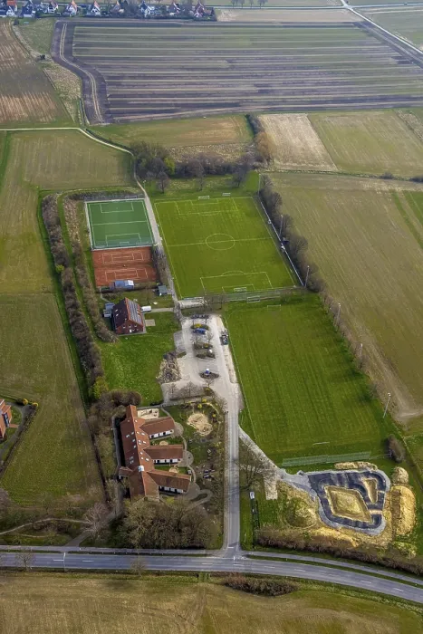 Framed Print : Aerial view, catholic kindergarten St