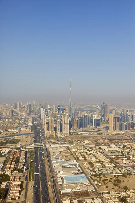 Framed Print : Aerial view of the city with the Burj Khalifa seen from the helicopter Framed Print : Aerial view of the city with the Burj Khalifa seen from the helicopter