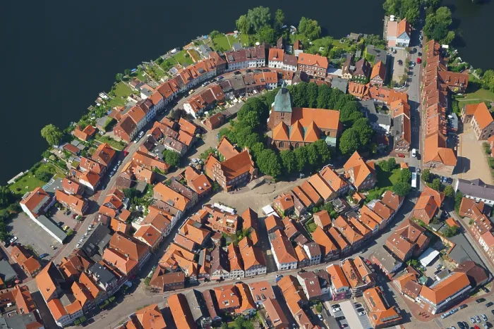 Framed Print : Aerial view, city center, Molln