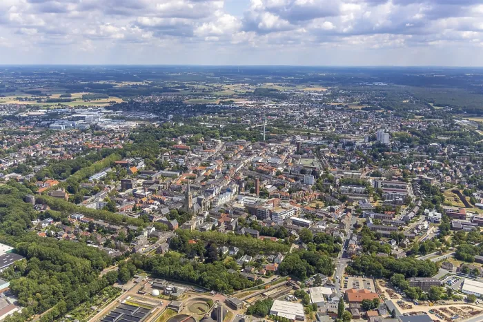 Framed Print : Aerial view, city center view, Willibrordi Cathedral
