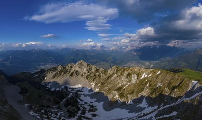 Framed Print : Aerial view of the Combe de Dreveneuse above Monthey in the canton of Valais