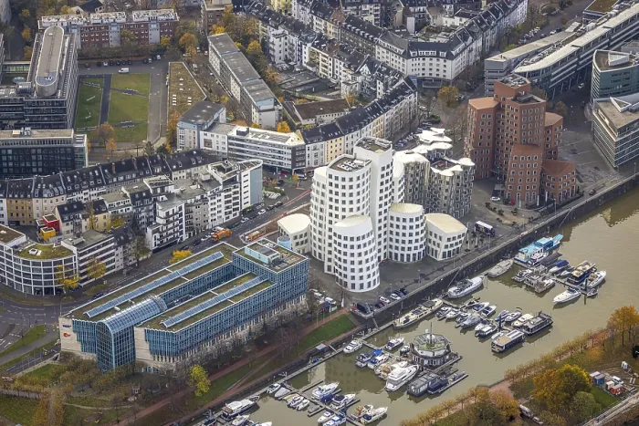 Framed Print : Aerial view, commercial buildings