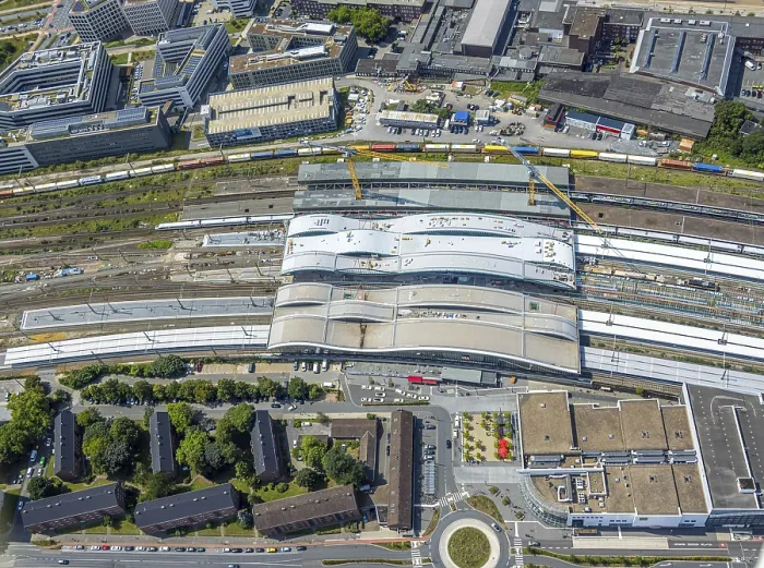 Framed Print : Aerial view, construction site of the main railway station Framed Print : Aerial view, construction site of the main railway station