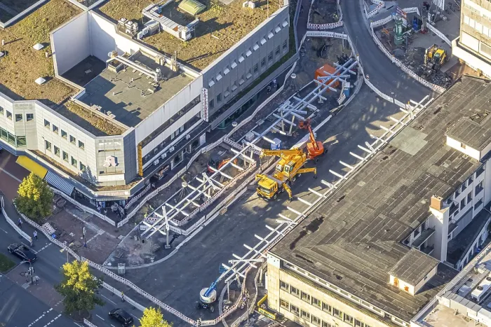 Framed Print : Aerial view, construction site Westentor am City-Center Framed Print : Aerial view, construction site Westentor am City-Center