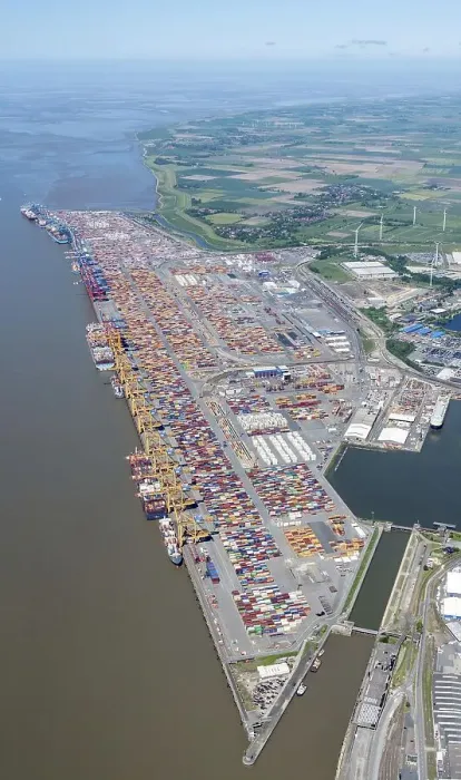Framed Print : Aerial view of the Container Terminal Bremerhaven