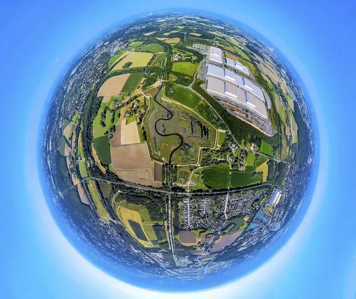 Framed Print : Aerial view, distribution centre IKEA Distribution Services in Ellinghausen