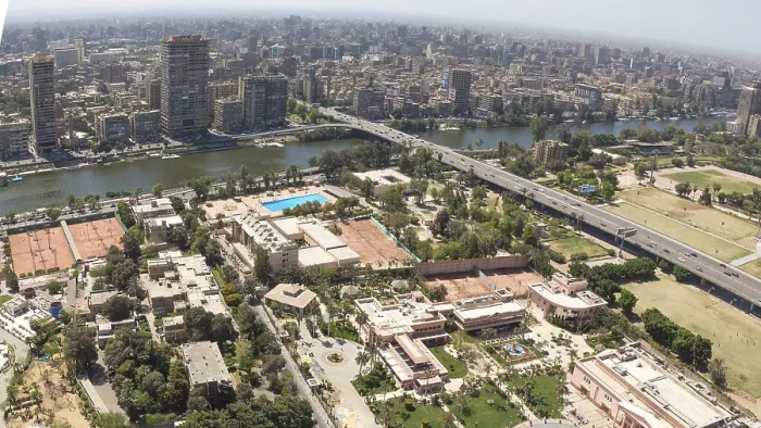 Framed Print : Aerial view of the downtown area of Cairo along the Nile River as viewed from the top of Cairo Tower Framed Print : Aerial view of the downtown area of Cairo along the Nile River as viewed from the top of Cairo Tower