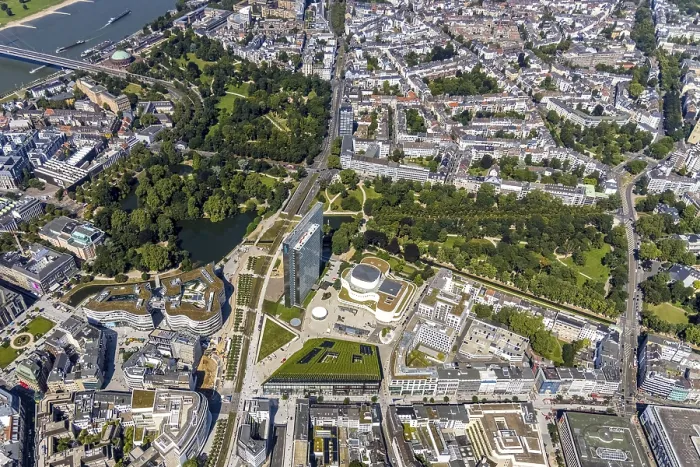 Framed Print : Aerial view, Dreischeibenhaus Framed Print : Aerial view, Dreischeibenhaus