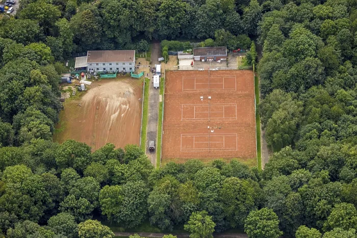 Framed Print : Aerial view, Duisburg-West, tennis courts Lohfelder Weg