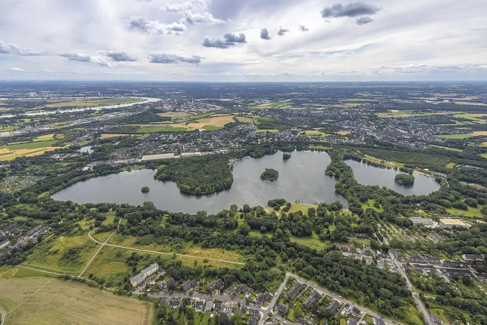 Framed Print : Aerial view, Duisburg-West, Toeppersee