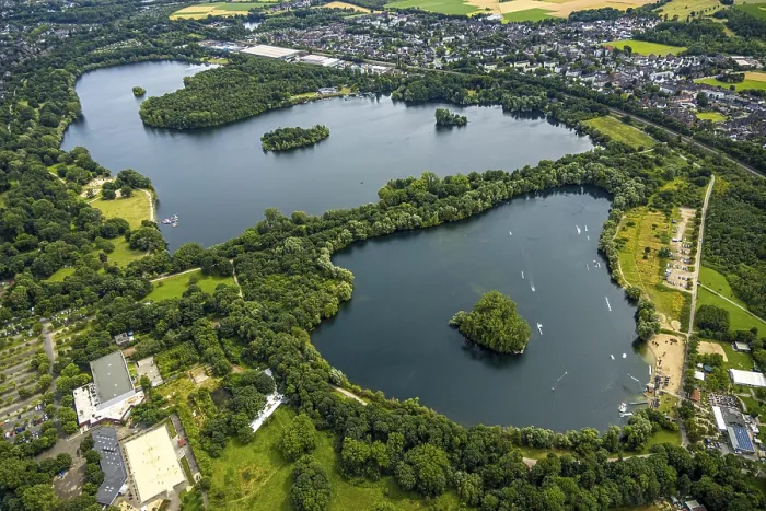 Framed Print : Aerial view, Duisburg-West, Toeppersee Framed Print : Aerial view, Duisburg-West, Toeppersee