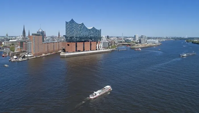 Framed Print : Aerial view, Elbe Philharmonic Hall