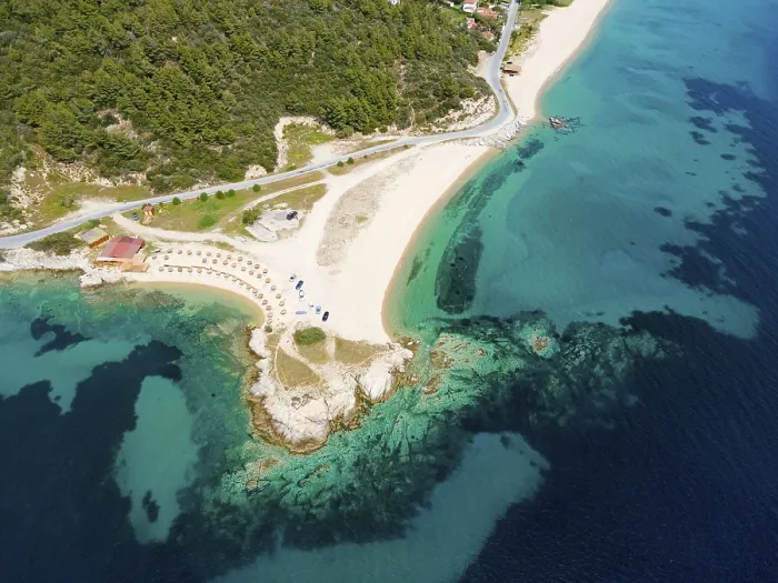 Framed Print : Aerial view, Ema beach, Toroni Framed Print : Aerial view, Ema beach, Toroni