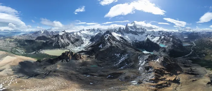 Framed Print : Aerial view, epic panorama, large glaciers