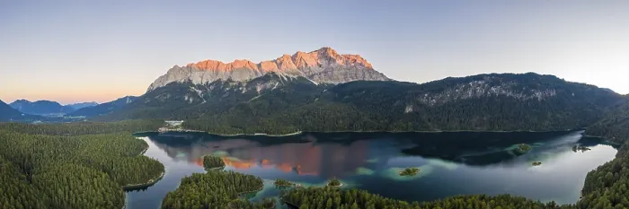 Framed Print : Aerial view, evening mood, Zugspitze massif with Zugspitze Framed Print : Aerial view, evening mood, Zugspitze massif with Zugspitze