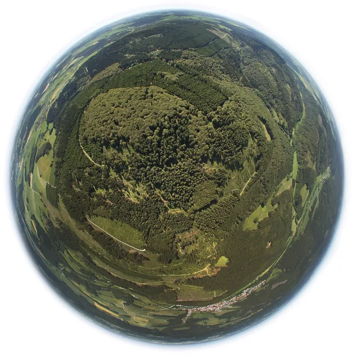 Framed Print : Aerial view, fisheye perspective