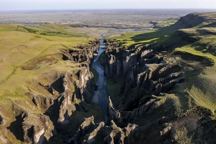 Framed Print : Aerial view of Fjaðrargljufur Canyon
