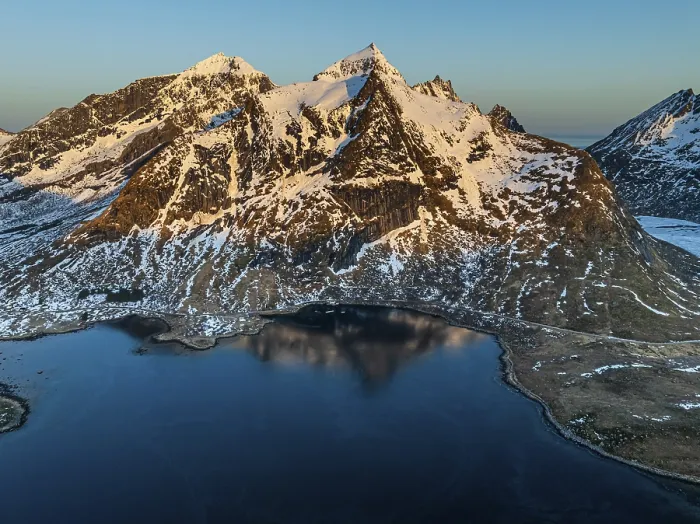 Framed Print : Aerial view of fjord, steep mountains Framed Print : Aerial view of fjord, steep mountains