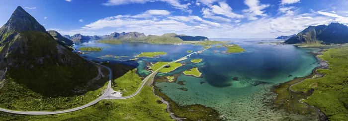 Framed Print : Aerial view, Fredvang Bridge, Torsfjorden near Fredvang