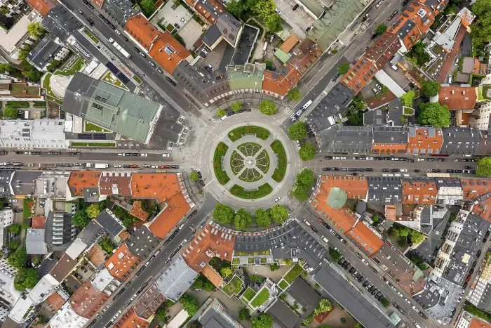 Framed Print : Aerial view, Gaertnerplatz, roundabout with streets Framed Print : Aerial view, Gaertnerplatz, roundabout with streets