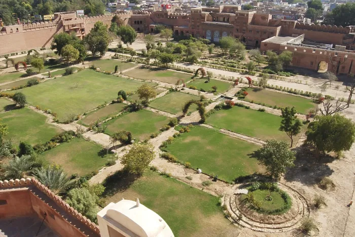 Framed Print : Aerial view of garden of Junagarh fort
