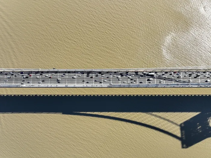 Framed Print : Aerial view of George Washington Bridge in Fort Lee Framed Print : Aerial view of George Washington Bridge in Fort Lee