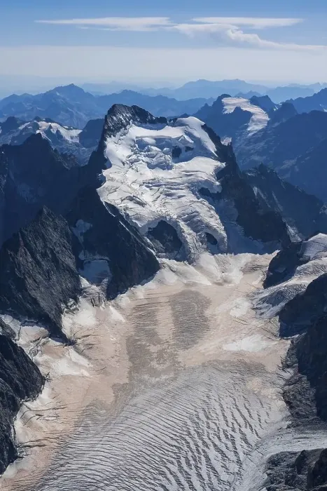 Framed Print : Aerial view of Glacier Blanc, Barre des Ecrins