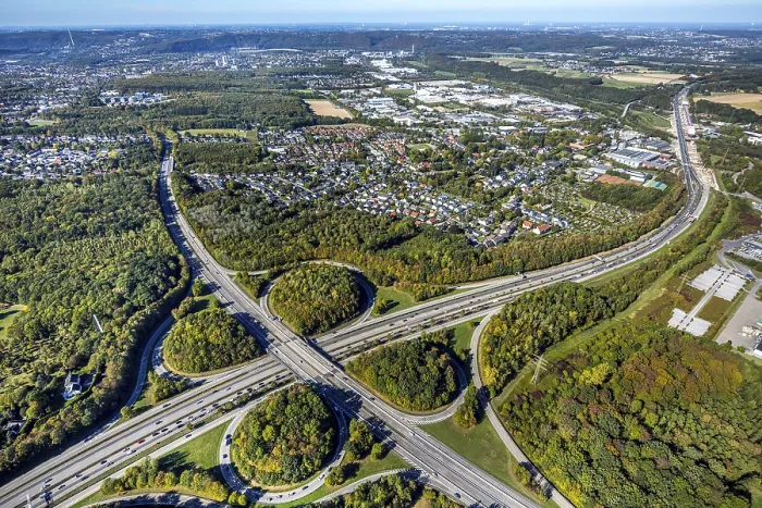 Framed Print : Aerial view, Hagen junction A45